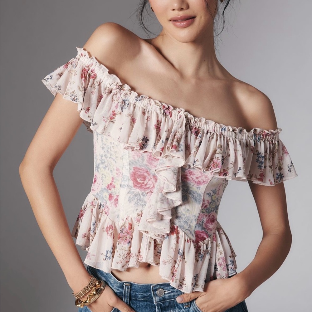 By Anthropologie Off-The-Shoulder
Mesh Top